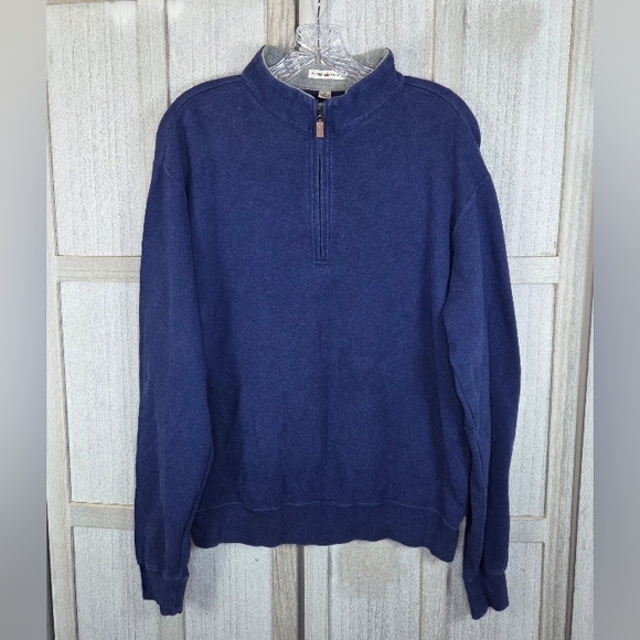 Peter Millar Mens Quarter Zip Pullover Sweater Size S Navy Blue 100% Cotton - Picture 2 of 10